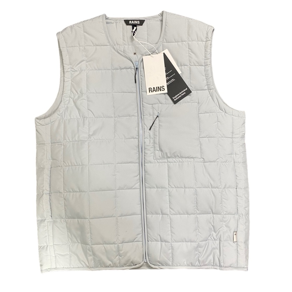 RAINS Liner Vest Size XL Unisex Sleeveless Lightweight Full Zip Pockets Sky NWT